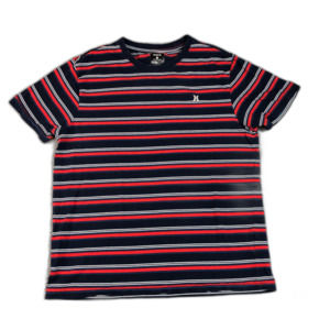 Hurley Shirt Men Medium Blue Stripped Surfer Skater Sports Logo Outdoor Athletic